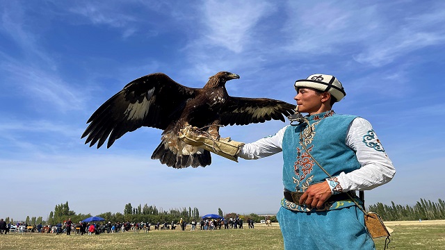 kirgizistanda-taygan-cinsi-kopekler-ve-burkut-cinsi-yirtici-kuslar-tanitildi